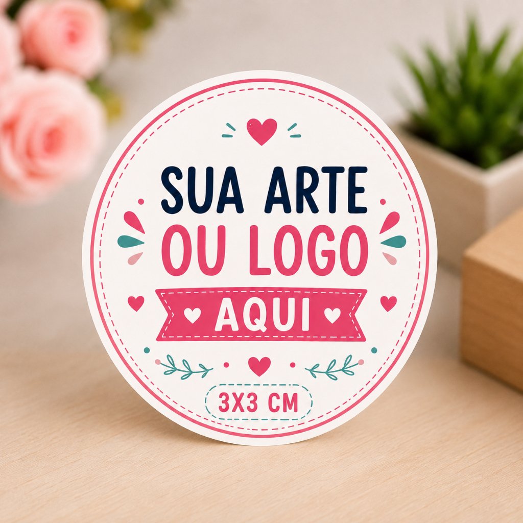 Adesivos Personalizados 3x3 cm Redondo Quadrado Impressão Sua Logo Arte Etiqueta para Embalagem Kit