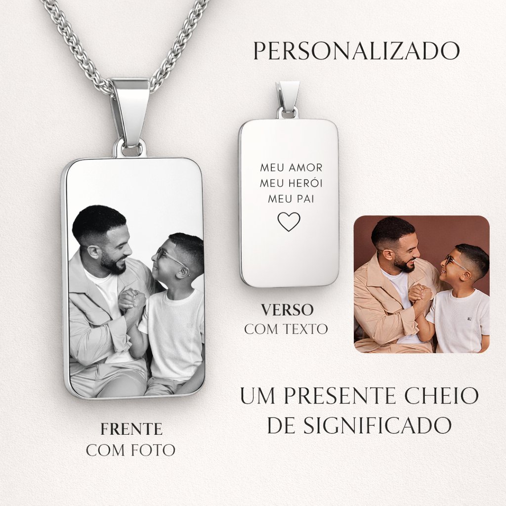 Colar medalha personalizada Foto gravação a laser Família Amor Avó Pai Mãe Namorado Casal