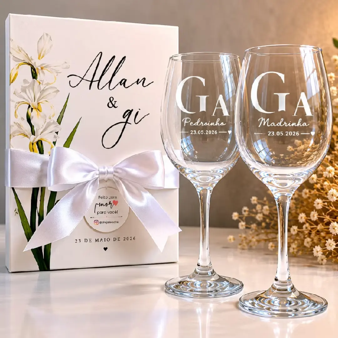 Kit taças de vinho jateadas com caixa personalizada — foto 3