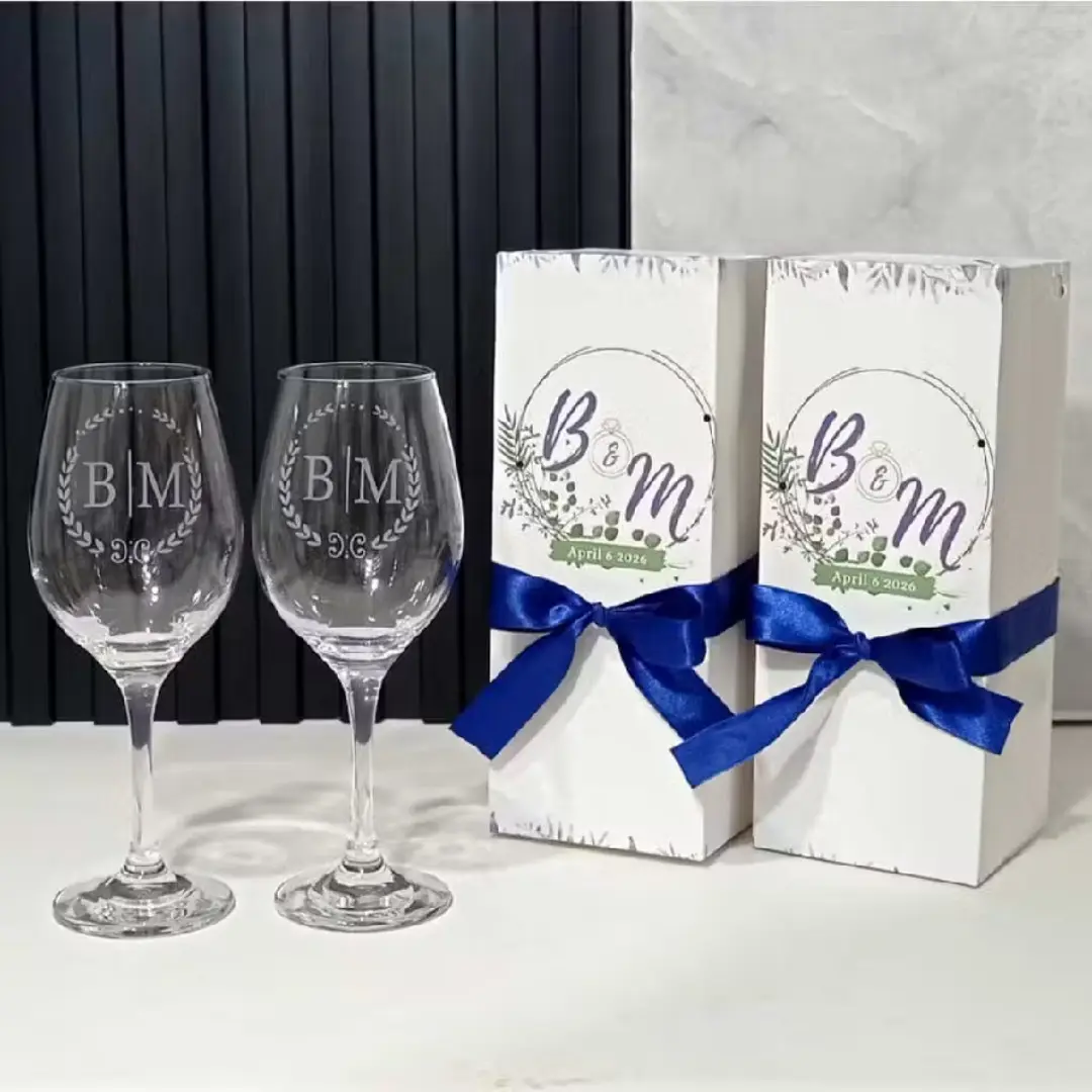 Kit taças de vinho jateadas com caixa personalizada — foto 5