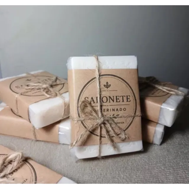 Faixa/rótulo para sabonete em papel kraft ou branco — personalizada
