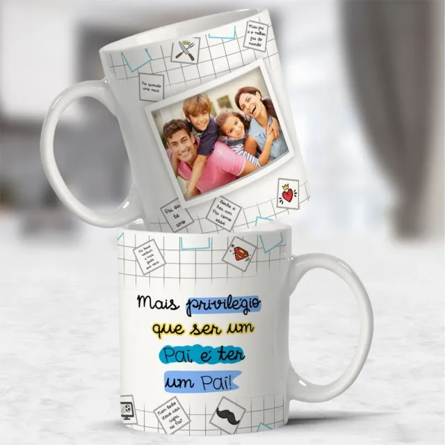 Caneca personalizada com foto e frase para pai
