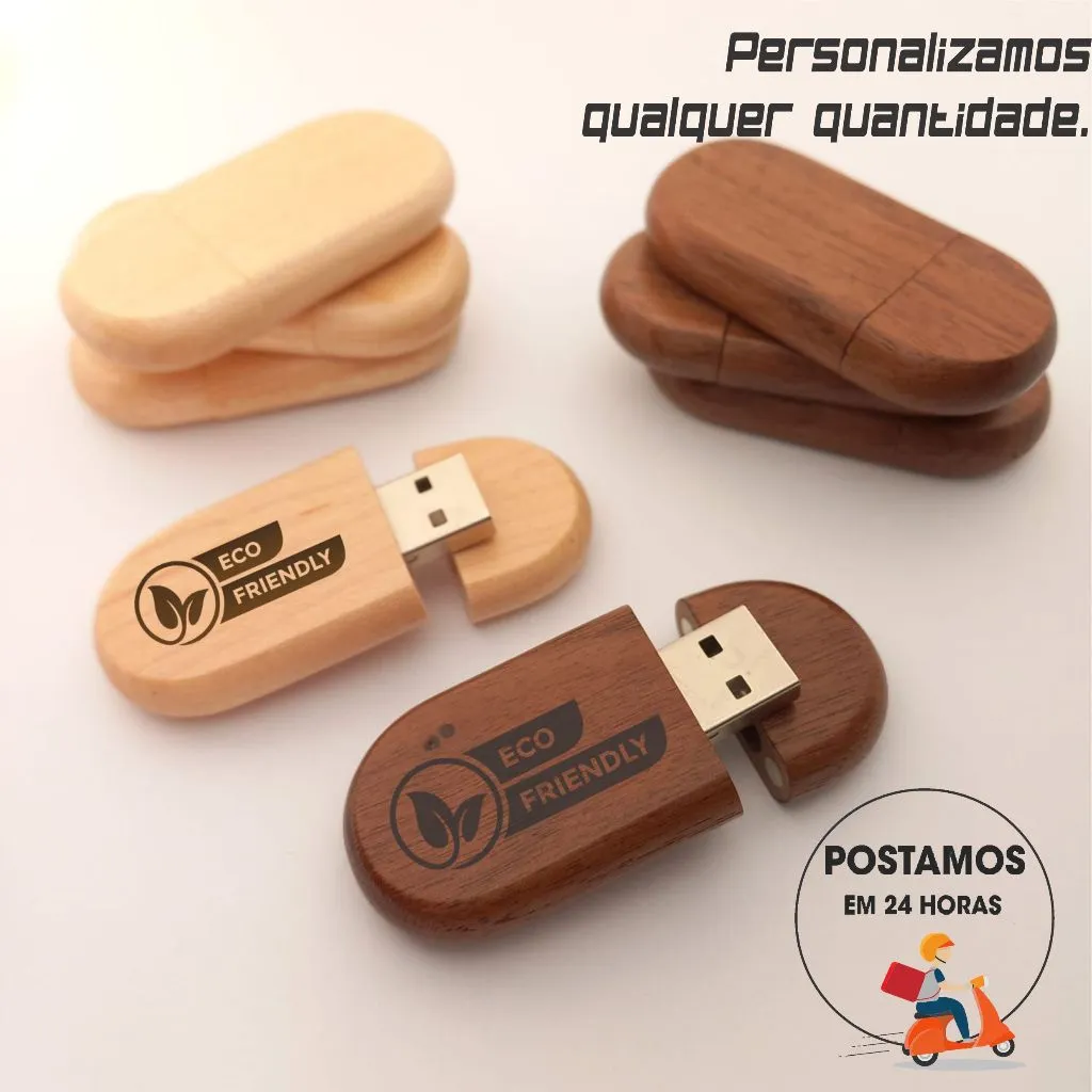 Pendrive de madeira USB 2.0 personalizado a laser
