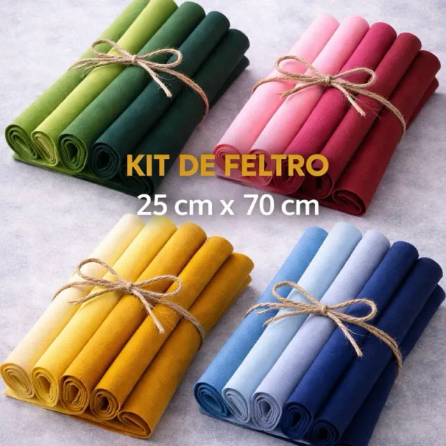 Kit feltro colorido 25×70 cm (4 peças)