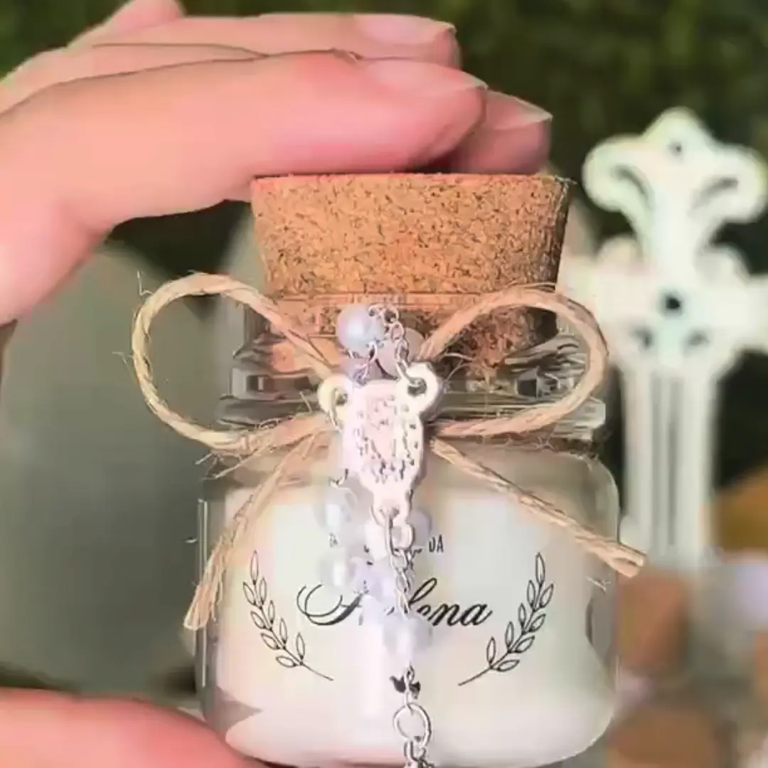 Kit 15 mini velas aromáticas com mini terço — lembrancinha — foto 2