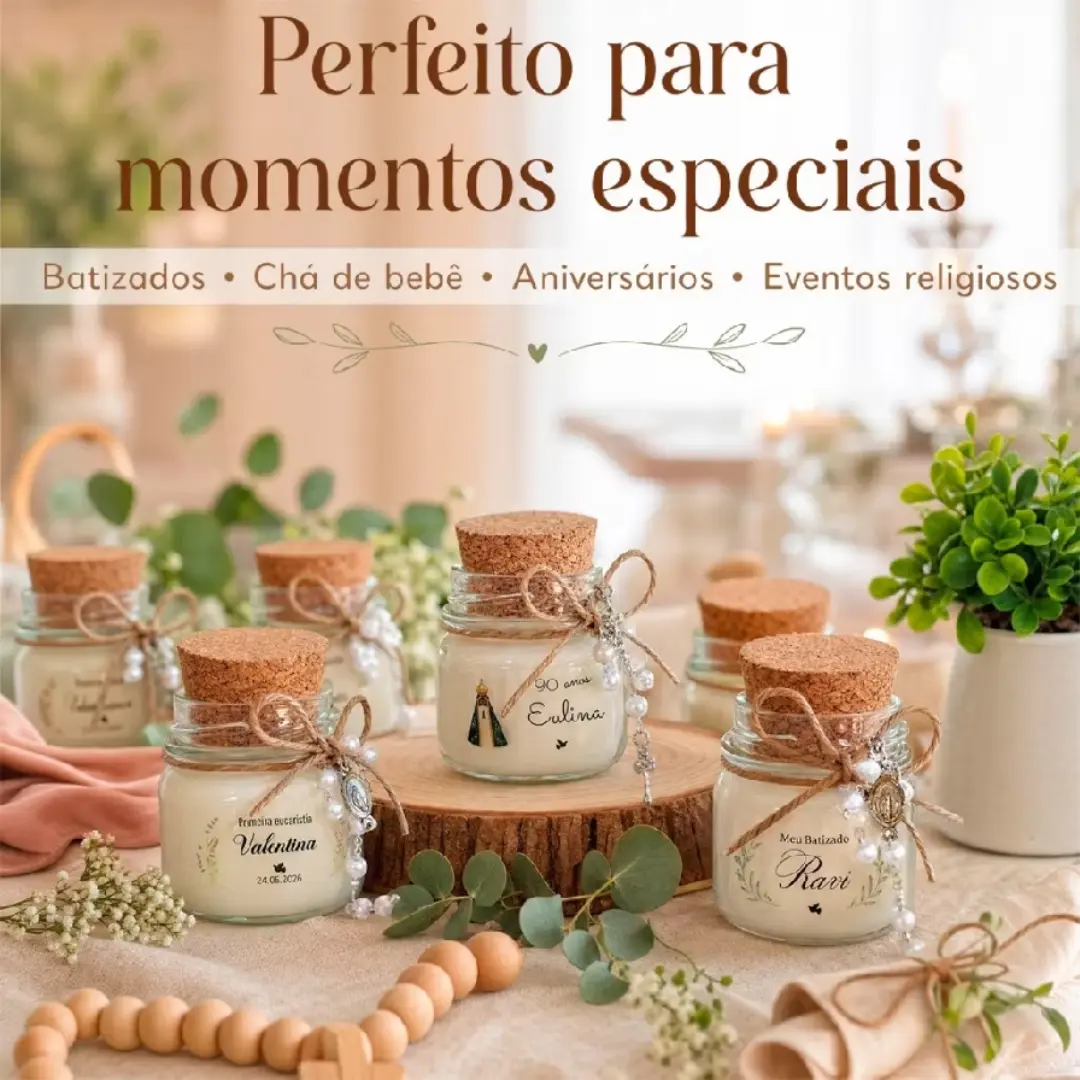 Kit 15 mini velas aromáticas com mini terço — lembrancinha — foto 7