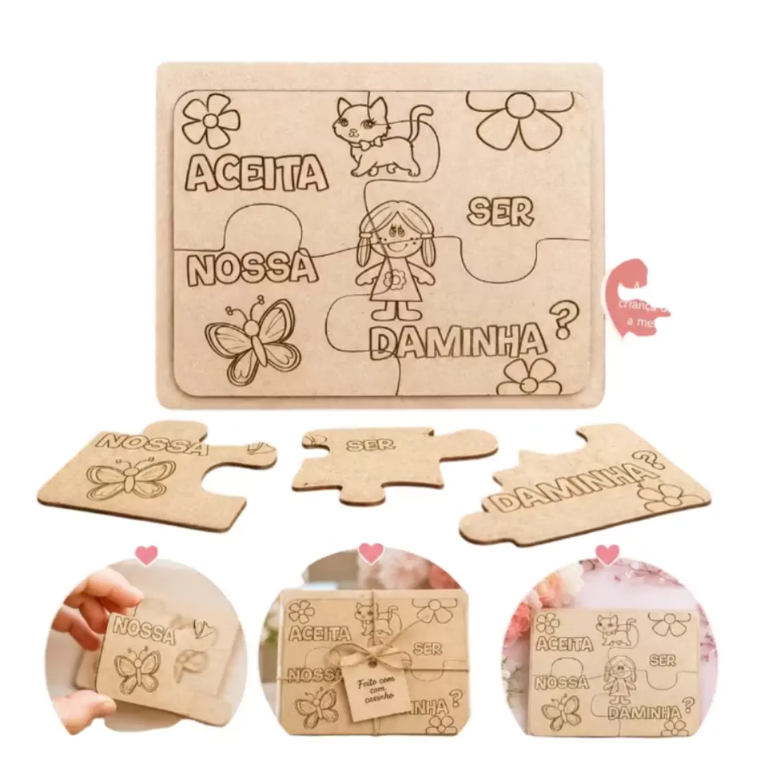 Quebra-cabeça convite daminha/pajem — MDF 20×16 cm — foto 4
