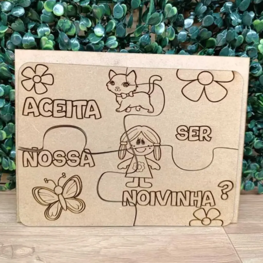Quebra-cabeça convite daminha/pajem — MDF 20×16 cm — foto 6