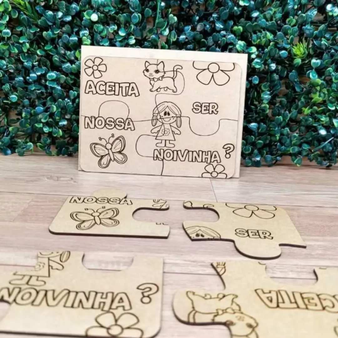 Quebra-cabeça convite daminha/pajem — MDF 20×16 cm — foto 7