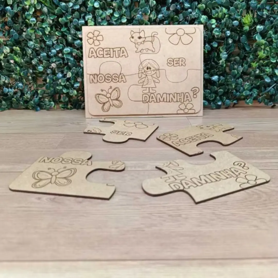 Quebra-cabeça convite daminha/pajem — MDF 20×16 cm — foto 10