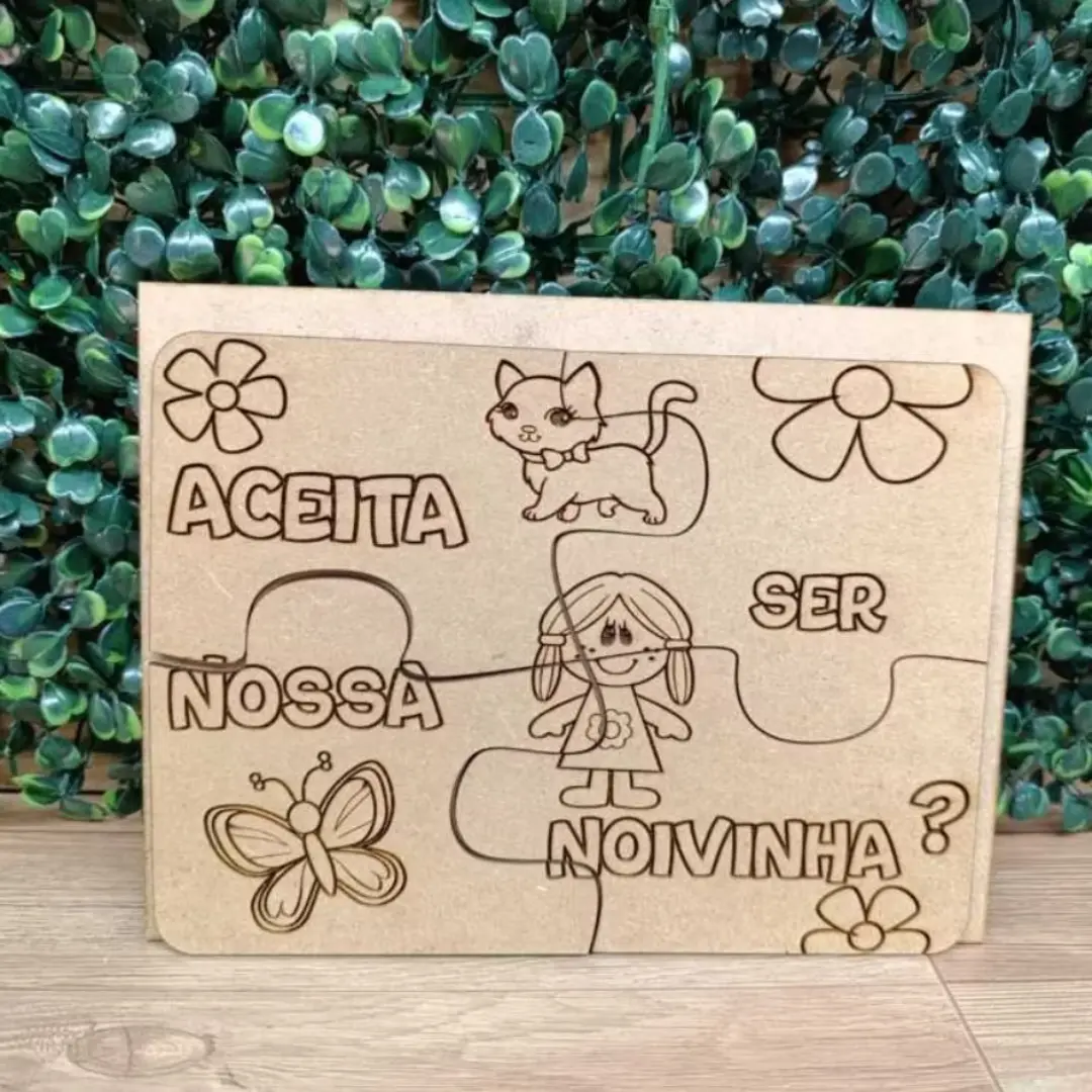Quebra-cabeça convite daminha/pajem — MDF 20×16 cm — foto 13