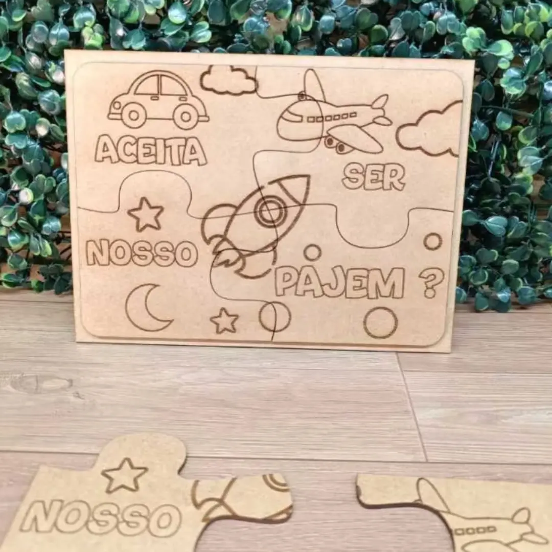 Quebra-cabeça convite daminha/pajem — MDF 20×16 cm — foto 14