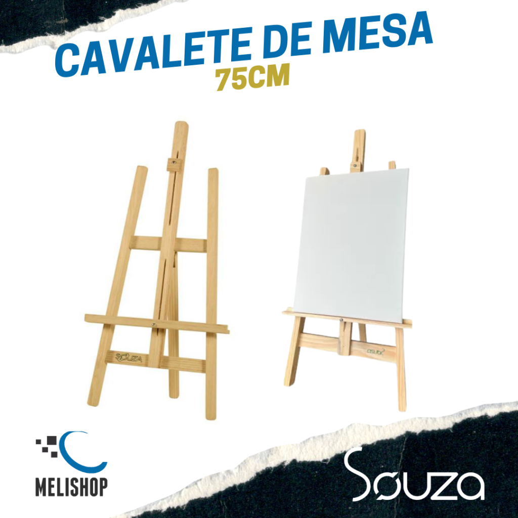 Cavalete de mesa para pintura em pinus 75 cm
