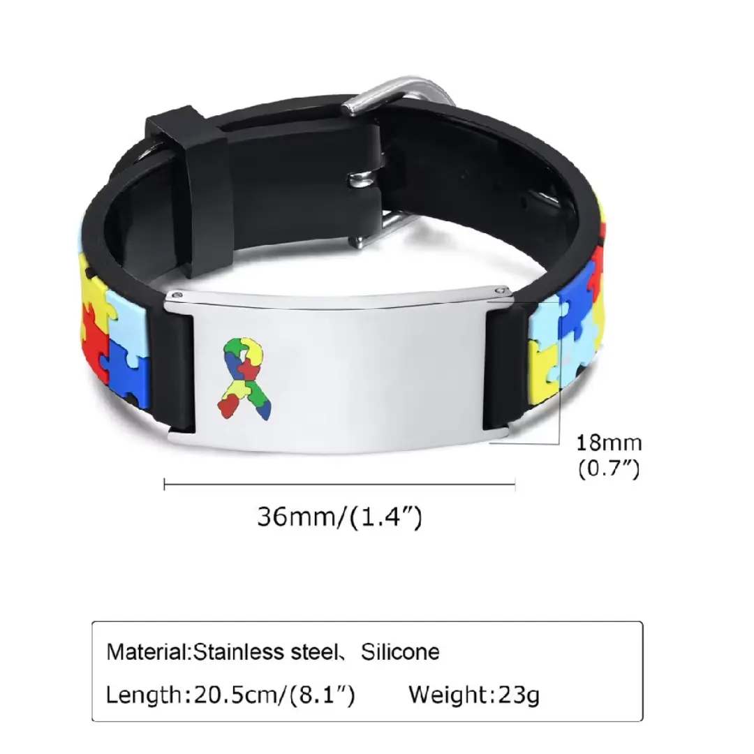 Pulseira infantil autismo puzzle — aço inox com nome — foto 13