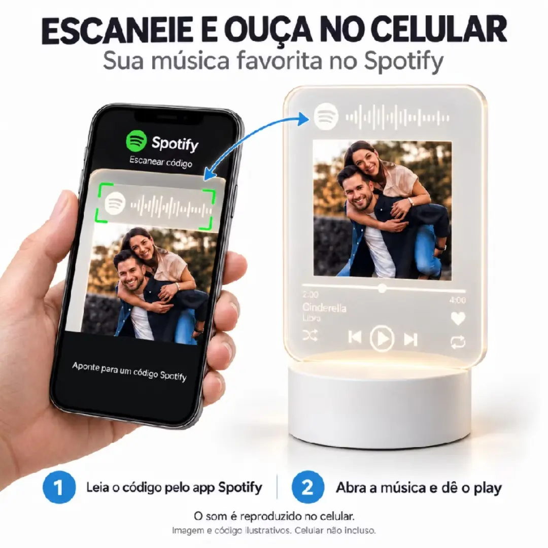 Luminária Spotify personalizada com foto — LED RGB — foto 3