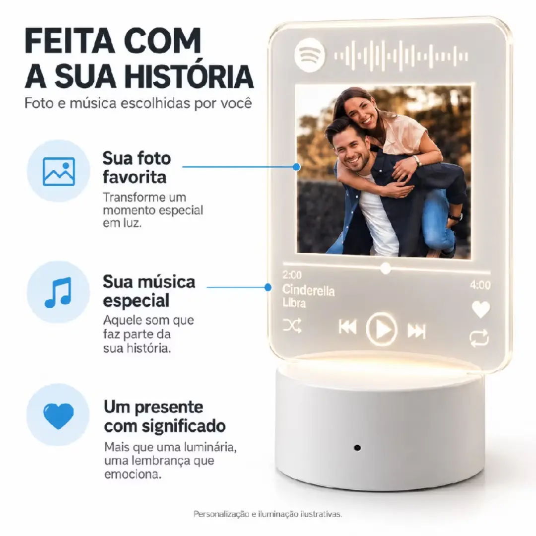 Luminária Spotify personalizada com foto — LED RGB — foto 4