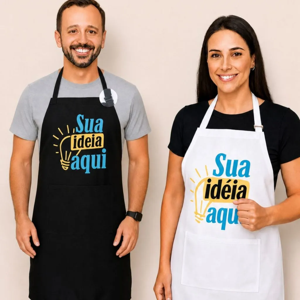 Avental profissional com logo DTF — alça regulável