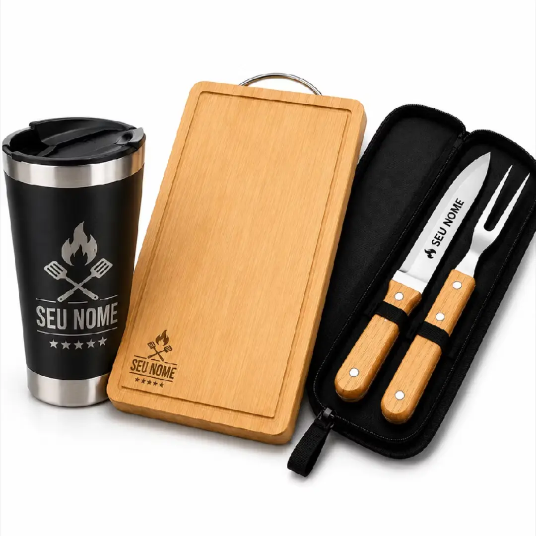 Kit churrasco personalizado a laser — nome ou logo — foto 7