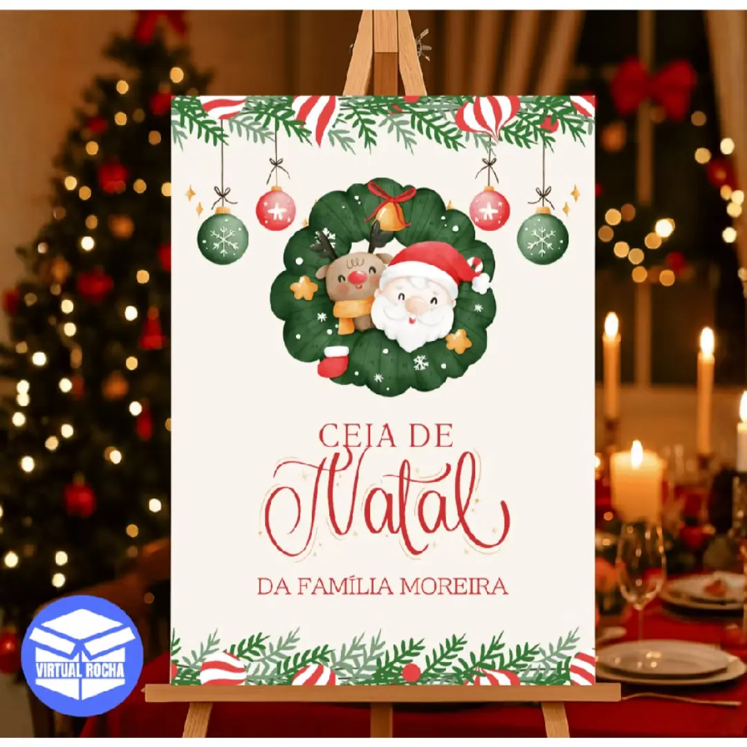 Quadro natalino personalizado com nome da família — MDF — foto 2
