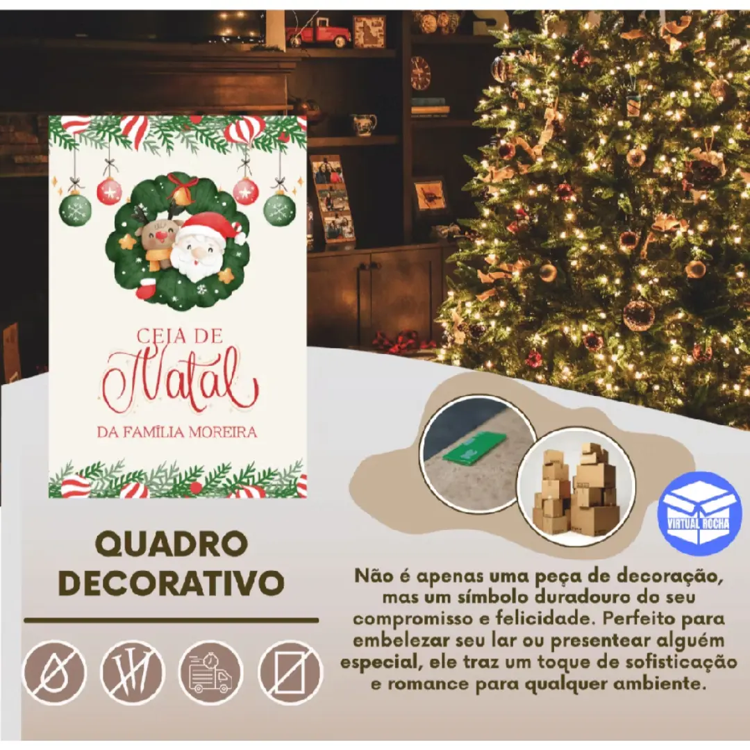 Quadro natalino personalizado com nome da família — MDF — foto 3