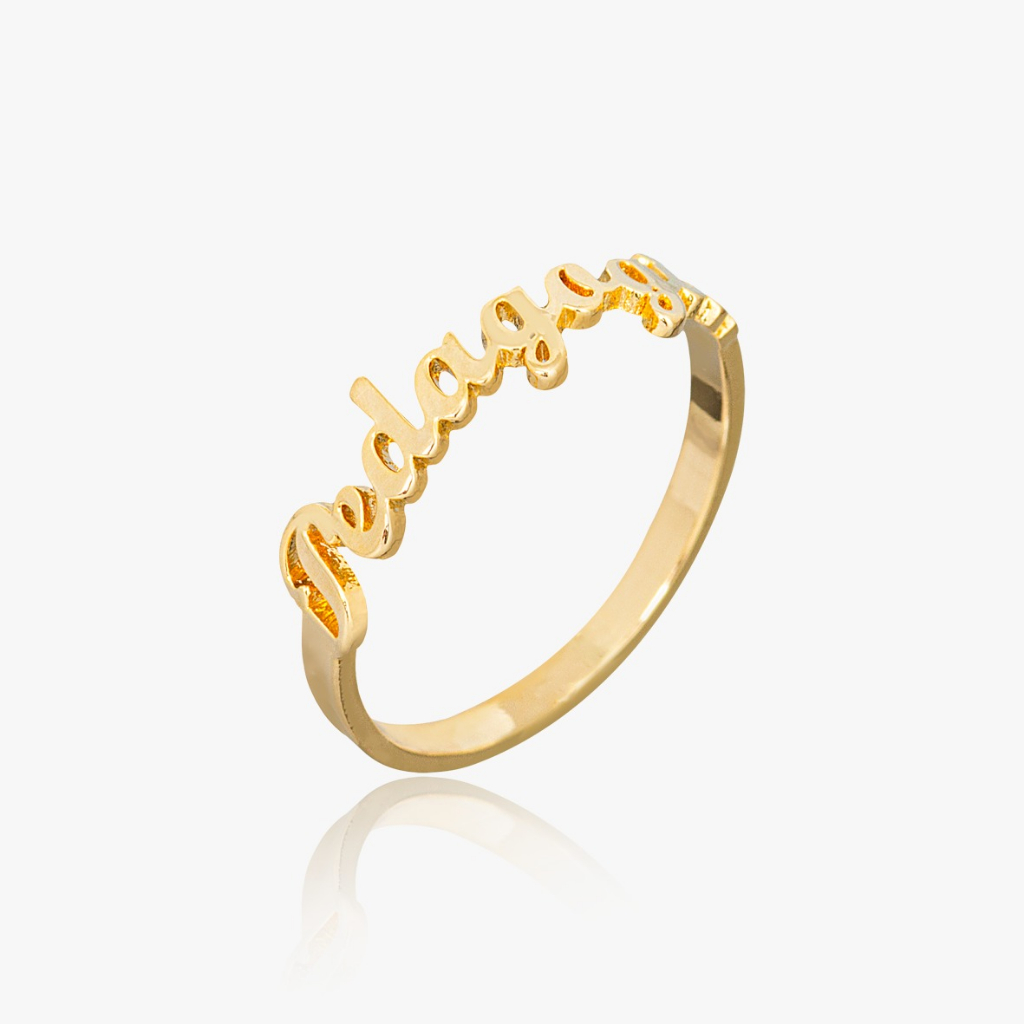 Anel personalizado com nome folheado a ouro 18k