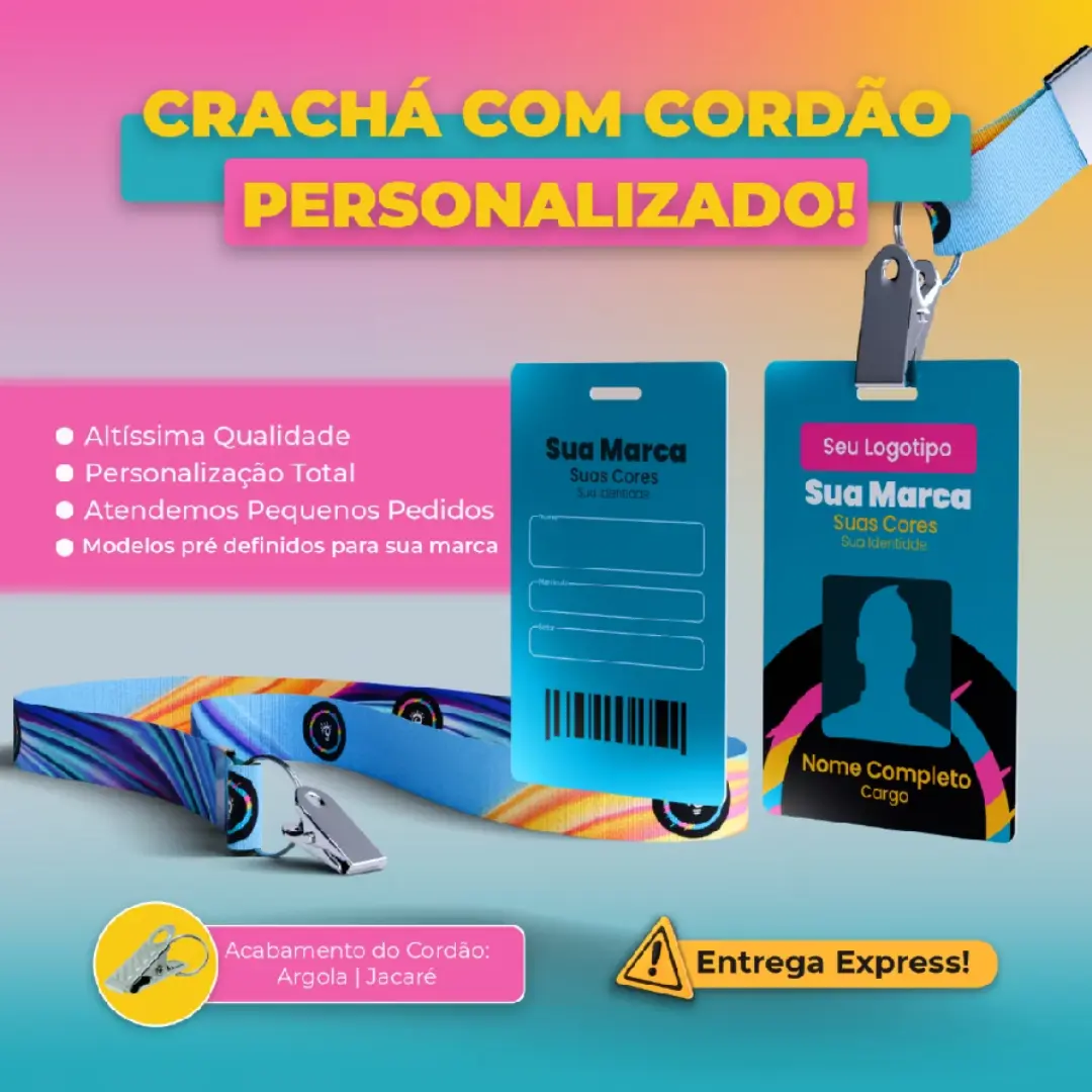 Crachá PVC personalizado com cordão — foto 3