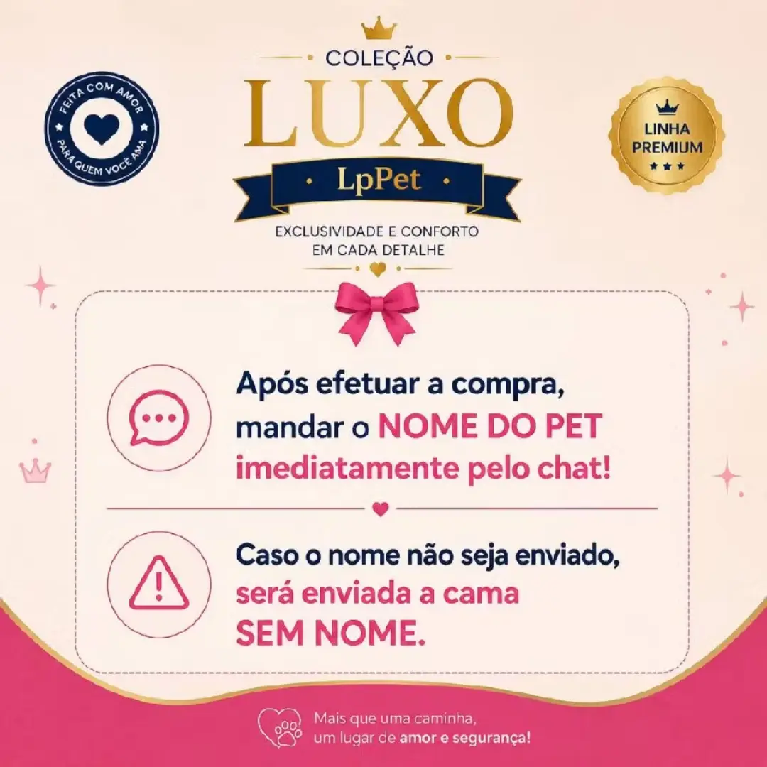 Cama pet luxo personalizada com nome — P ao GG + almofada — foto 8