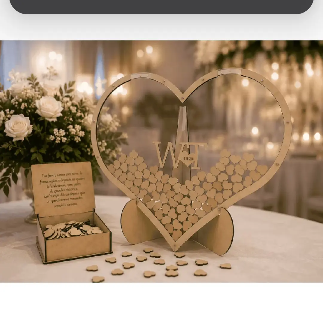 Quadro de assinaturas para casamento com corações e iniciais — foto 5