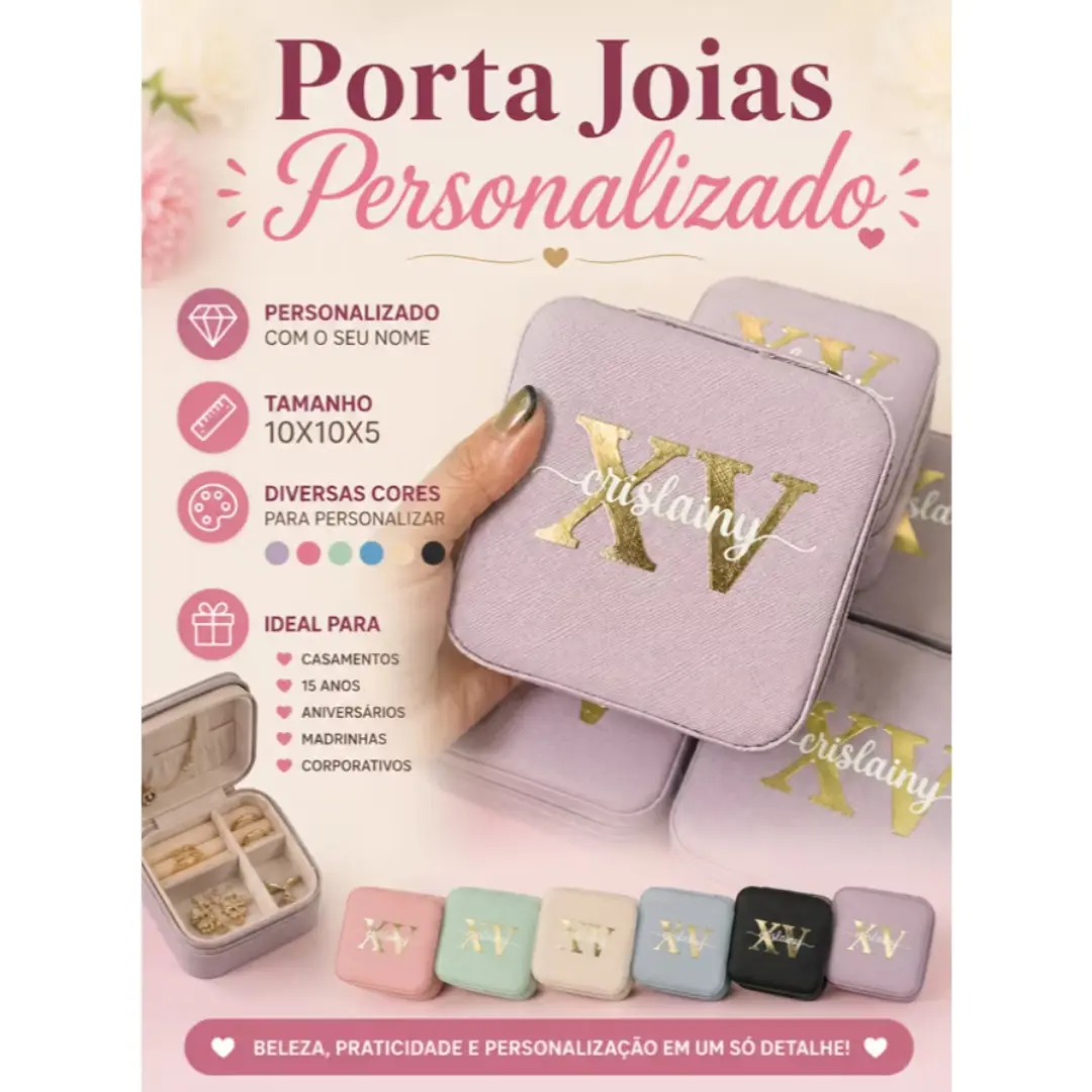 Kit 10 porta-joias personalizados com nome — 10×10×5 cm — foto 3