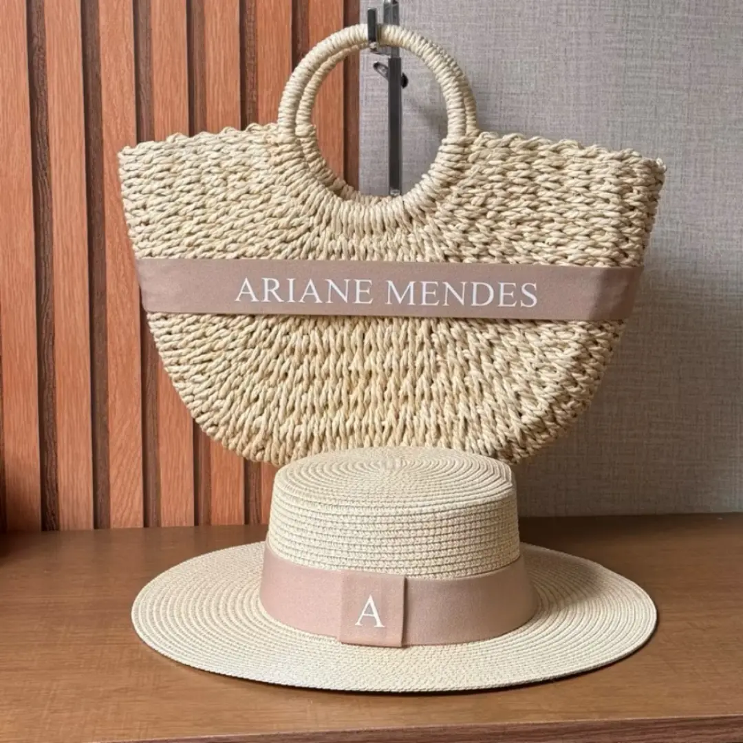 Kit bolsa + chapéu de praia personalizados com nome — foto 2