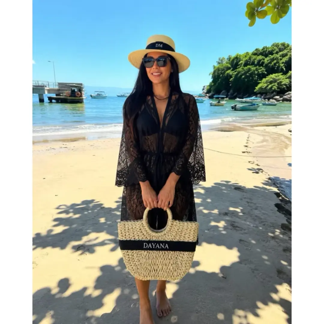 Kit bolsa + chapéu de praia personalizados com nome — foto 3