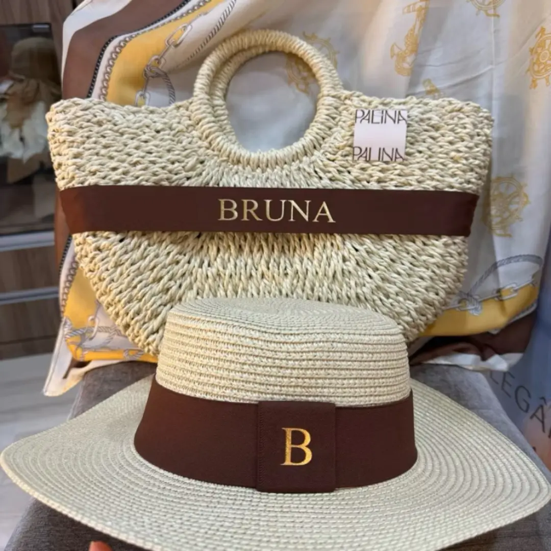 Kit bolsa + chapéu de praia personalizados com nome — foto 12