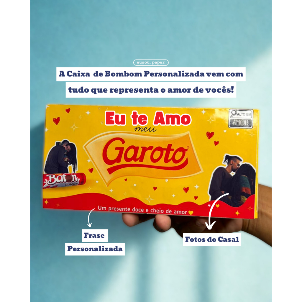 Adesivo para caixa de bombom personalizado com fotos do casal
