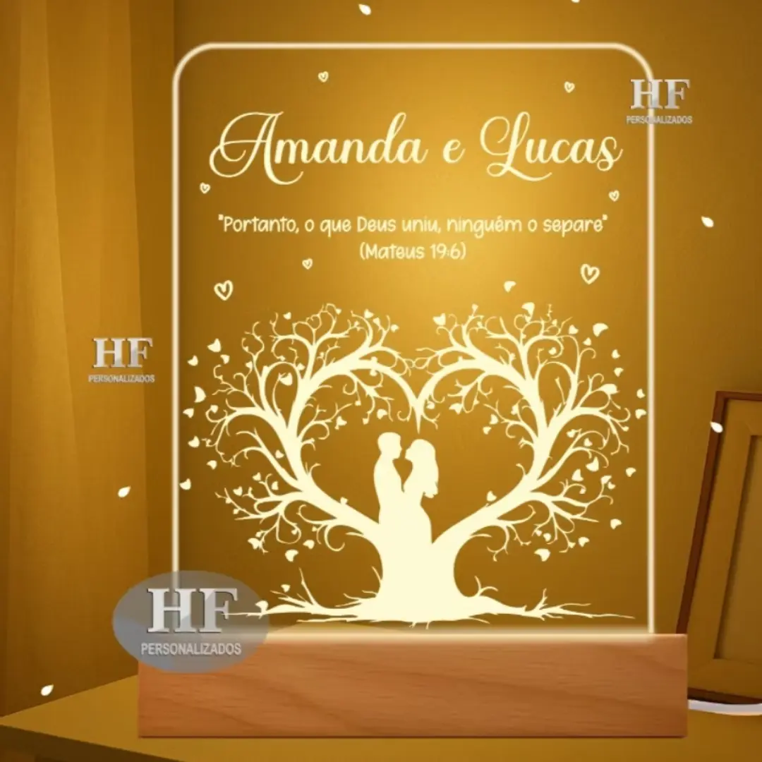 Luminária LED acrílica personalizada para casal — USB — foto 2