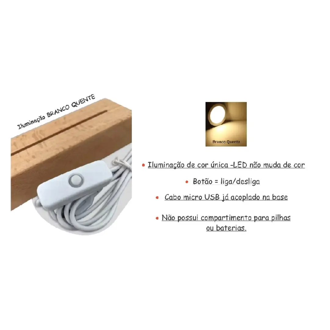Luminária LED acrílica personalizada para casal — USB — foto 3