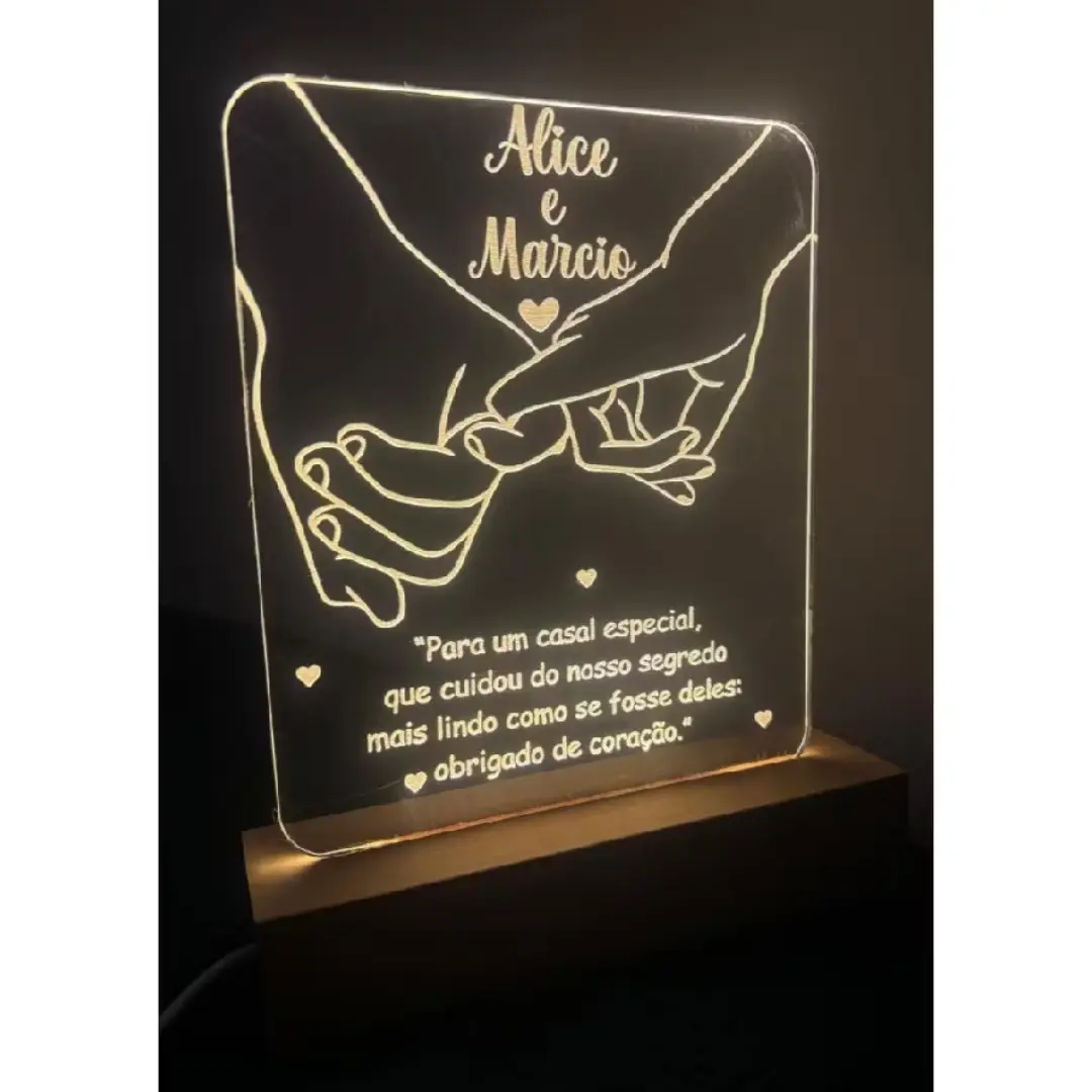 Luminária LED acrílica personalizada para casal — USB — foto 4