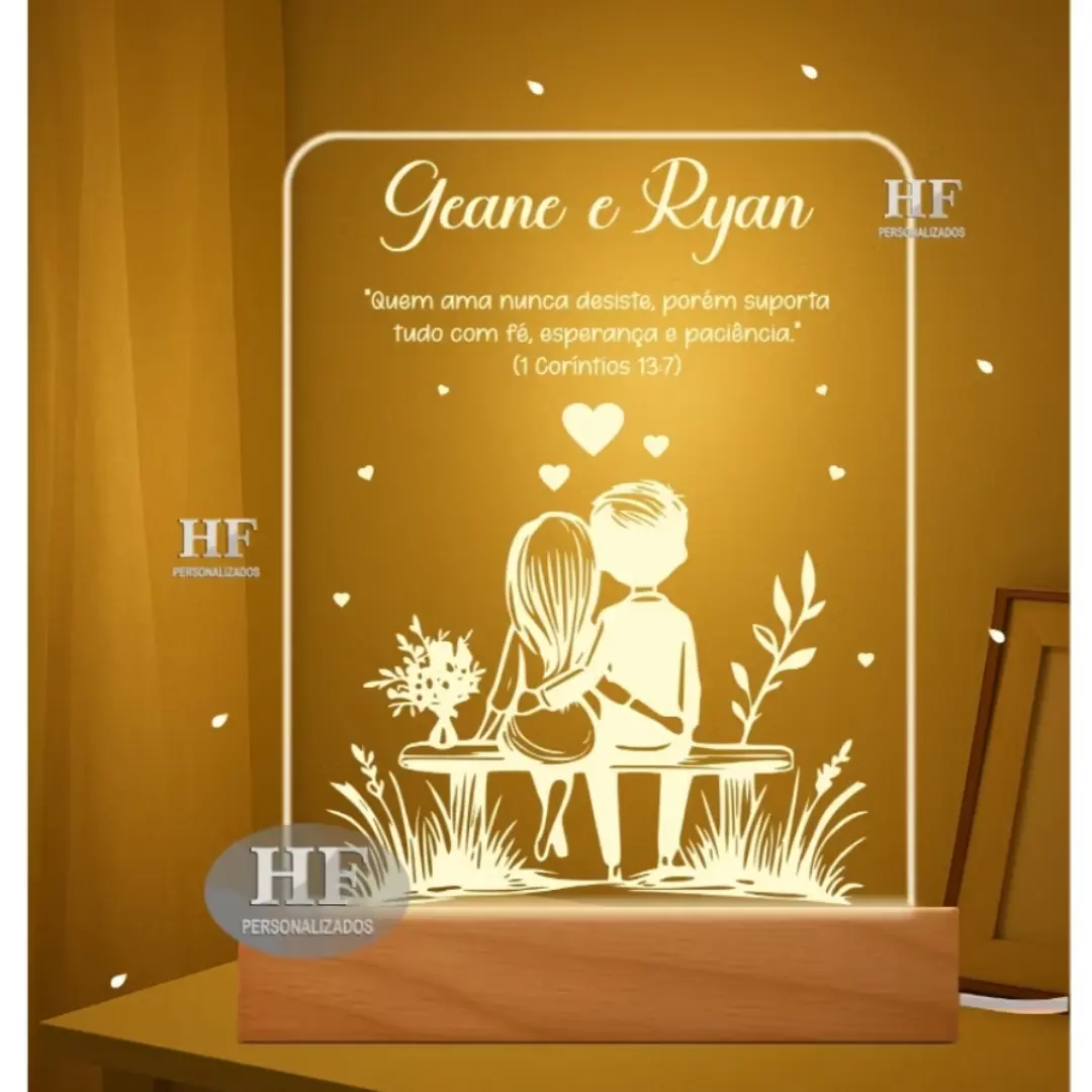 Luminária LED acrílica personalizada para casal — USB — foto 8