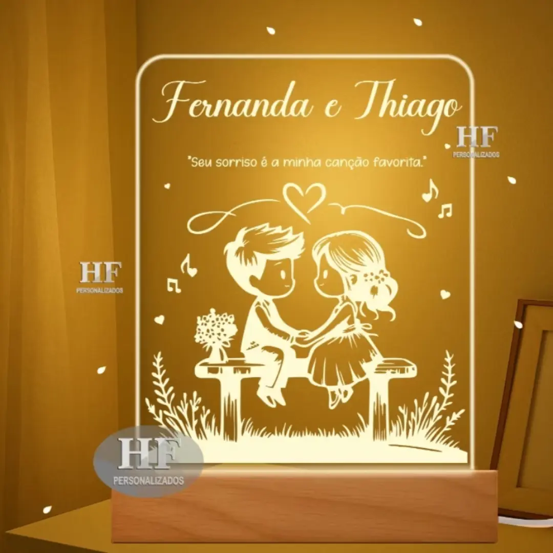 Luminária LED acrílica personalizada para casal — USB — foto 9