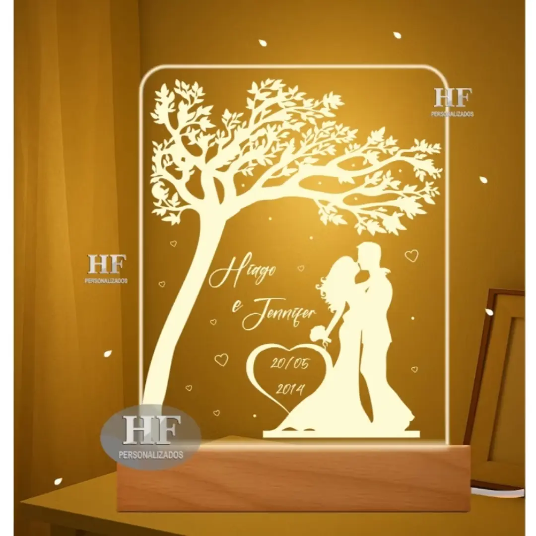 Luminária LED acrílica personalizada para casal — USB — foto 10