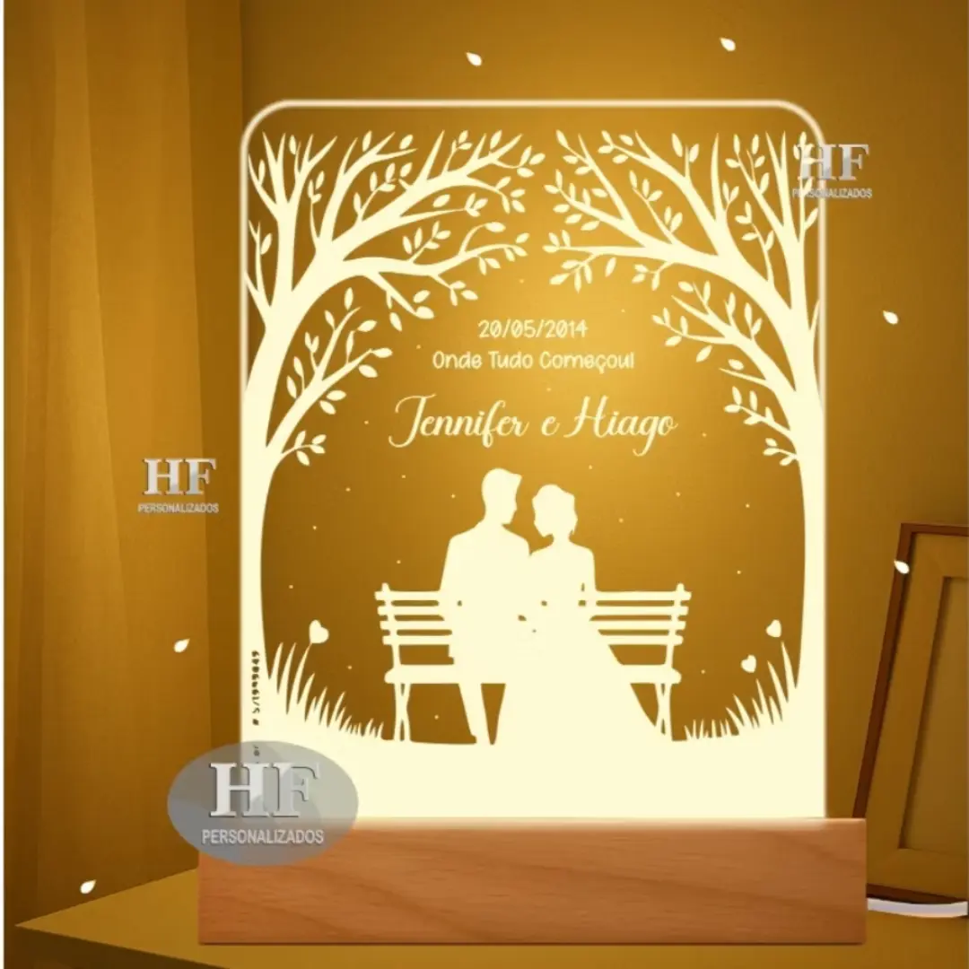 Luminária LED acrílica personalizada para casal — USB — foto 14