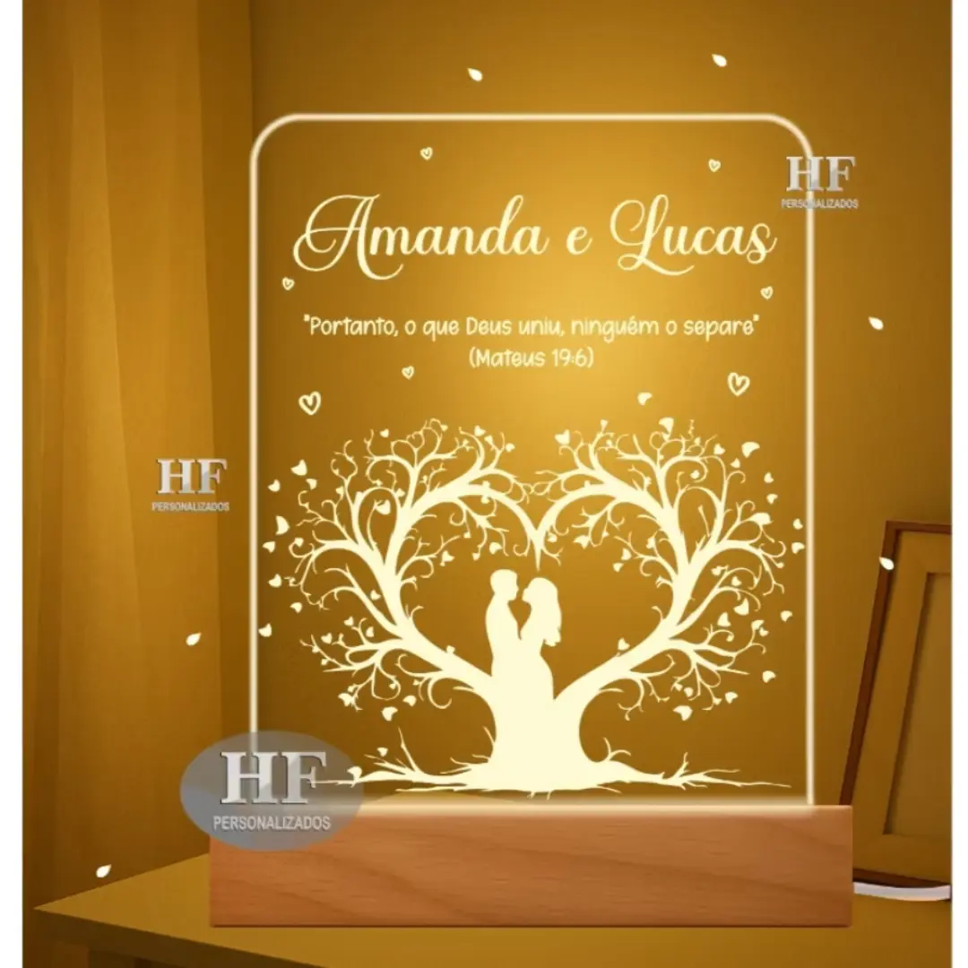 Luminária LED acrílica personalizada para casal — USB — foto 15