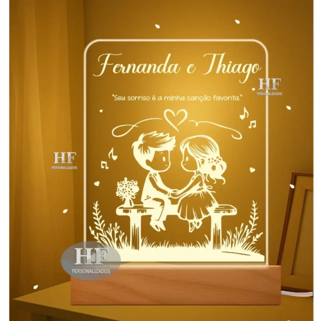 Luminária LED acrílica personalizada para casal — USB — foto 17