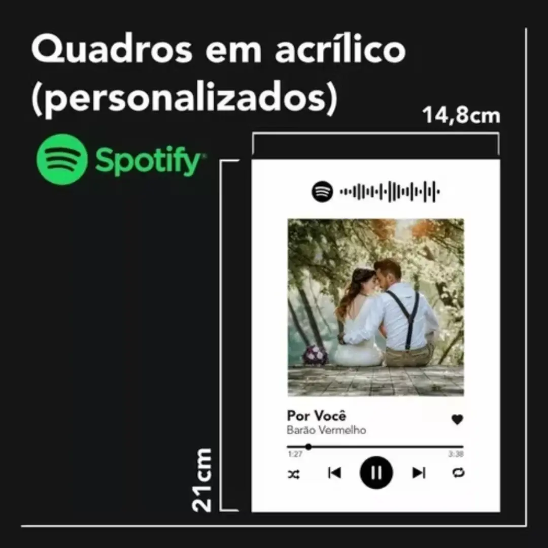 Placa Spotify personalizada com foto — acrílico — foto 4