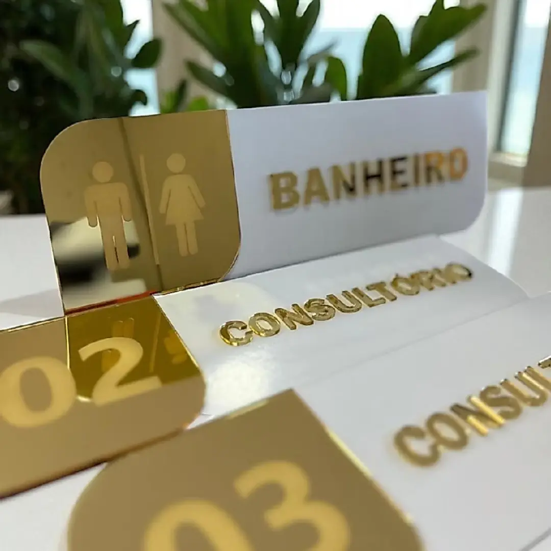 Placa de porta personalizada MDF + acrílico espelhado — 30×10 cm — foto 6