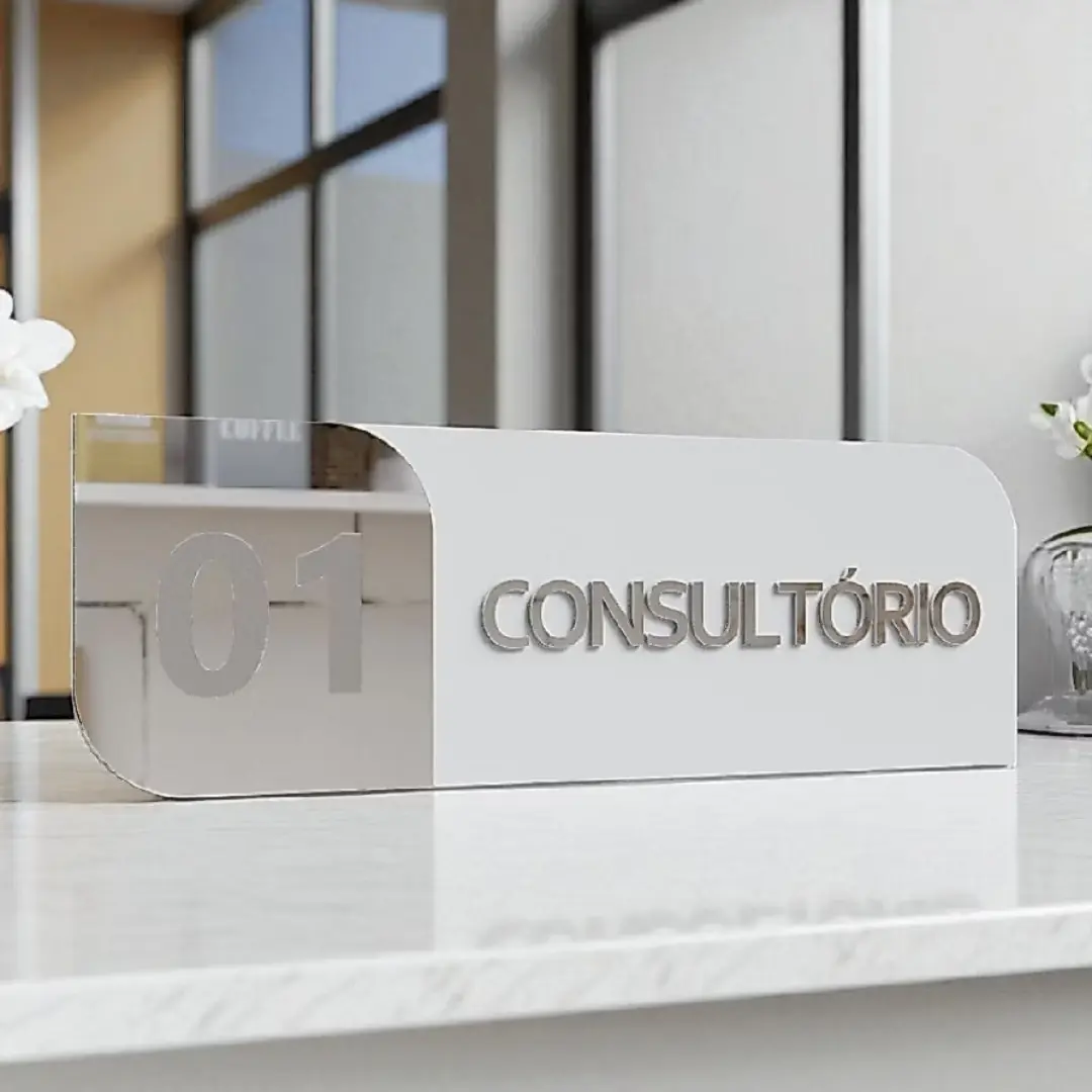 Placa de porta personalizada MDF + acrílico espelhado — 30×10 cm — foto 8