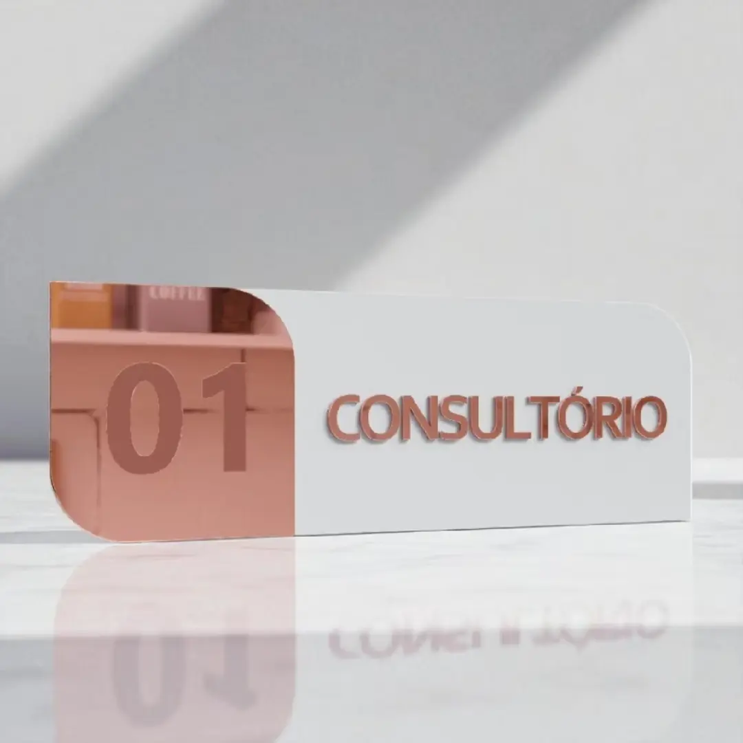 Placa de porta personalizada MDF + acrílico espelhado — 30×10 cm — foto 10