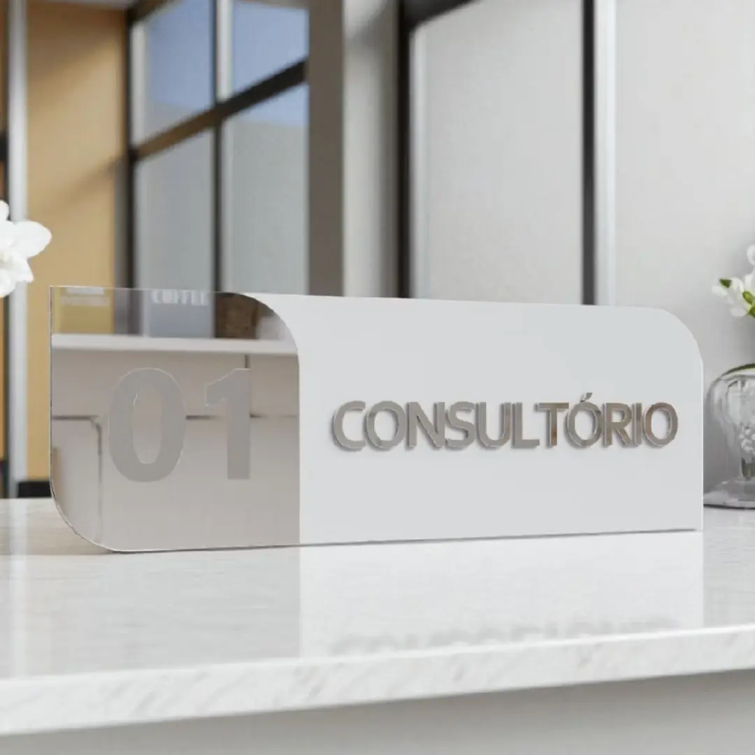Placa de porta personalizada MDF + acrílico espelhado — 30×10 cm — foto 11