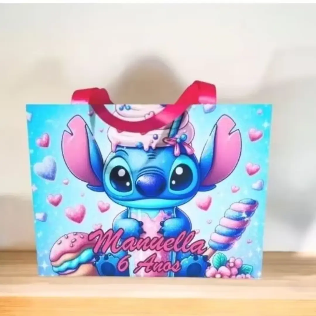 Sacolinha Stitch e Angel personalizada — nome e idade — foto 5
