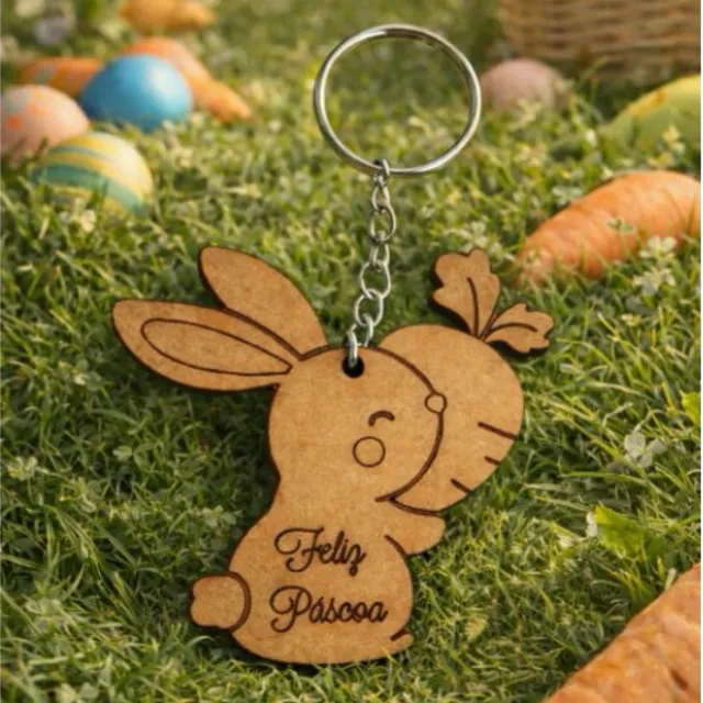 Chaveiro MDF Páscoa coelho personalizado