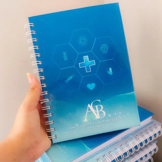 Caderno empresarial A5 2026 personalizado com logo